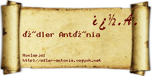 Ádler Antónia névjegykártya