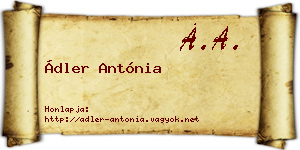 Ádler Antónia névjegykártya